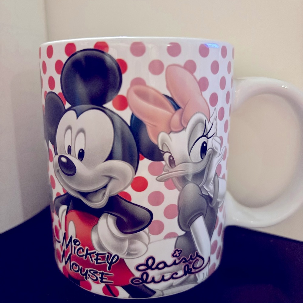 Disney Polka Dot Mug with Goofy, Pluto, and Donald - Yellow, Green, Blue - Picture 5 of 6